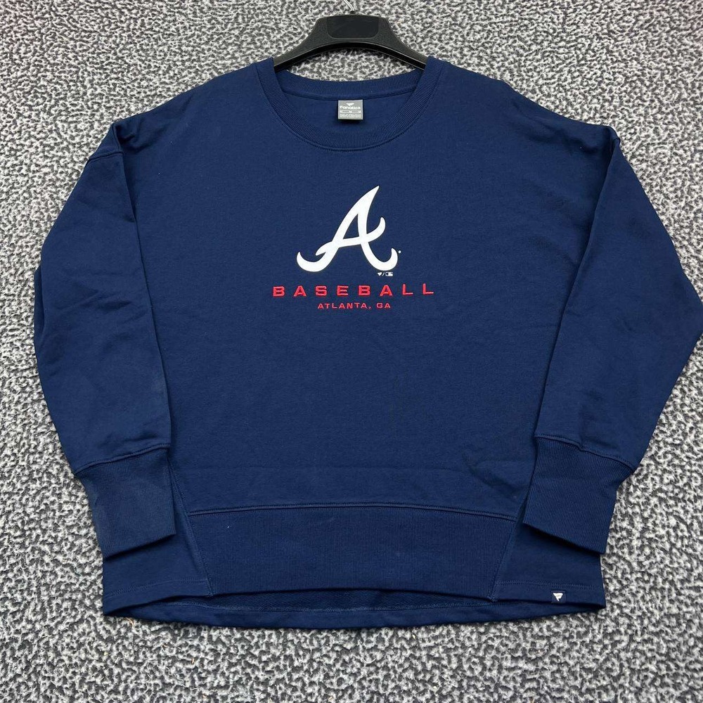Atlanta Braves Sweatshirt Men Medium Blue Fanatics Pullover Long Sleeve Cotton M